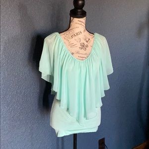 Venus tank top with ruffle overlay